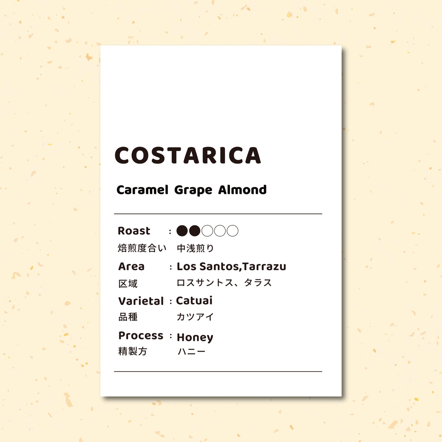 【中浅煎り】コスタリカ ロスサントス ハニー