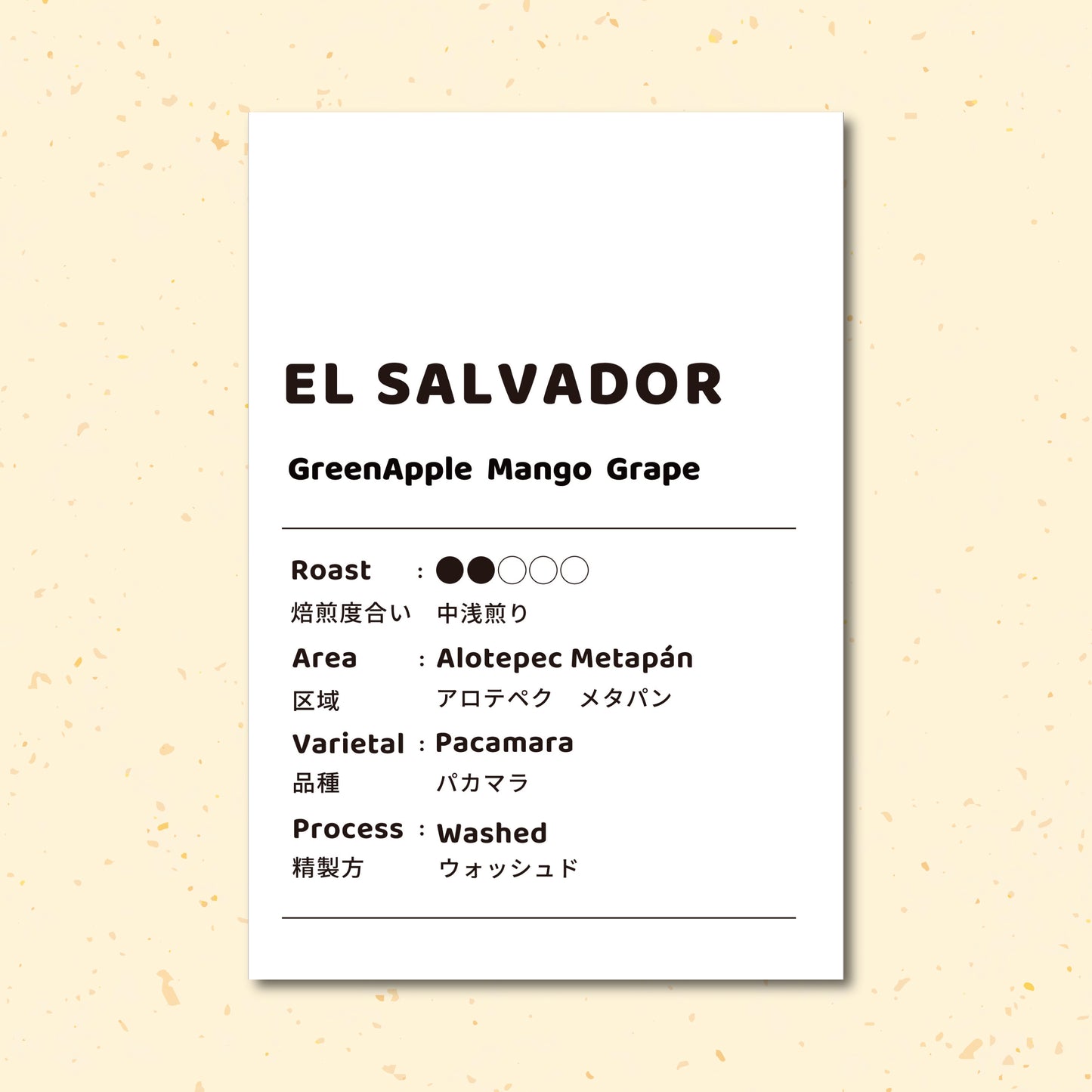 【中浅煎り】エルサルバドル  パカマラ ウォッシュド